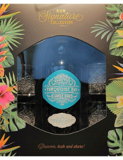 Turquoise Bay Mauritius Rum70cl Giftpack 4 glaasjes.