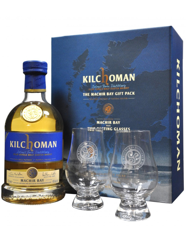 Kilchoman Machir Bay 70cl 46 % Gift Pack with 2 glasses