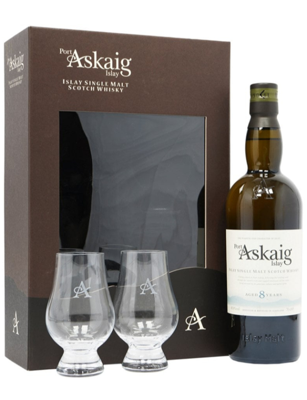 Port Askaig 8Y Gift pack   2 glasses 45,8% 70cl
